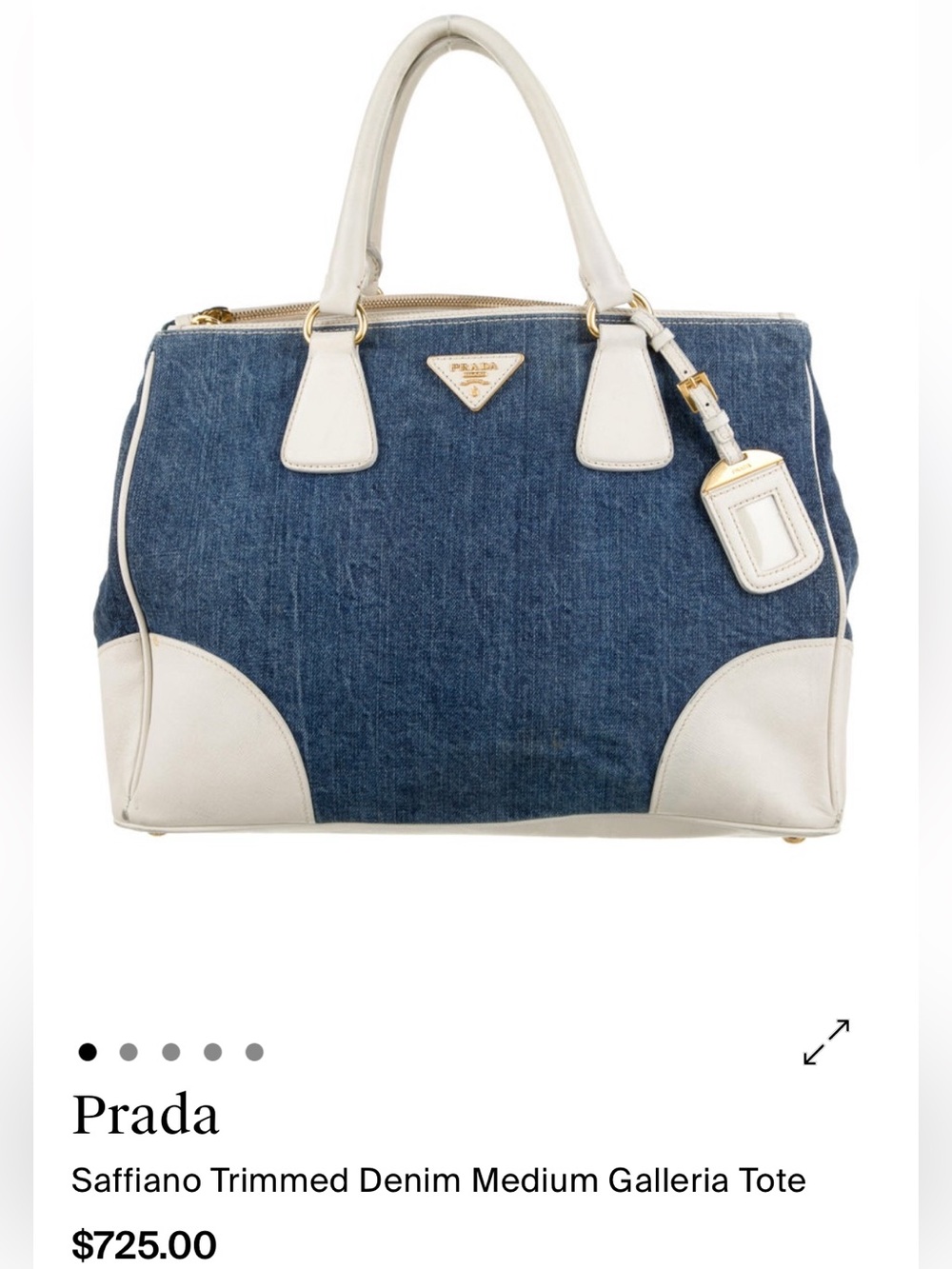 Denim Blue Gold White PRADA Purse Hand Bag